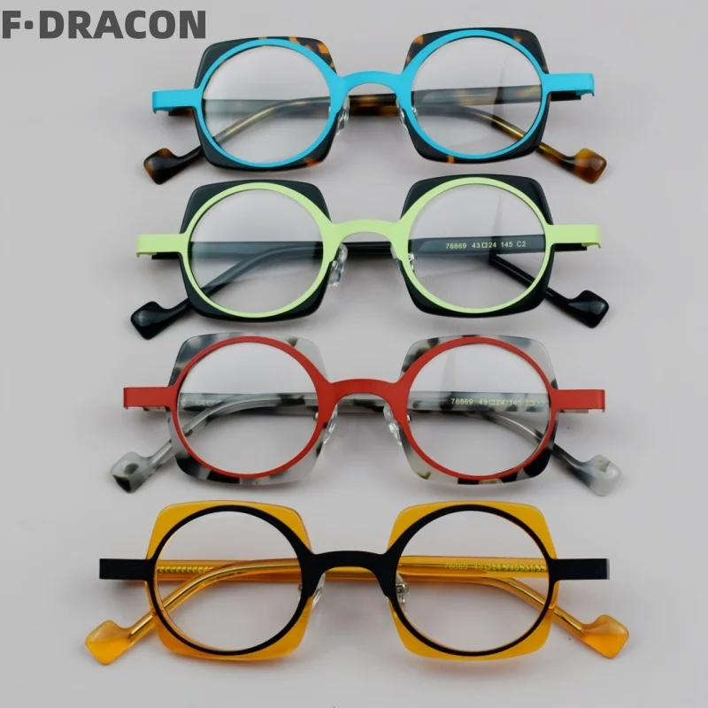 Retro Square Splicing Eyeframe Ultra Light Plate Men's and Women's Eyeframe Customizable Optical Prescription Frame 76869