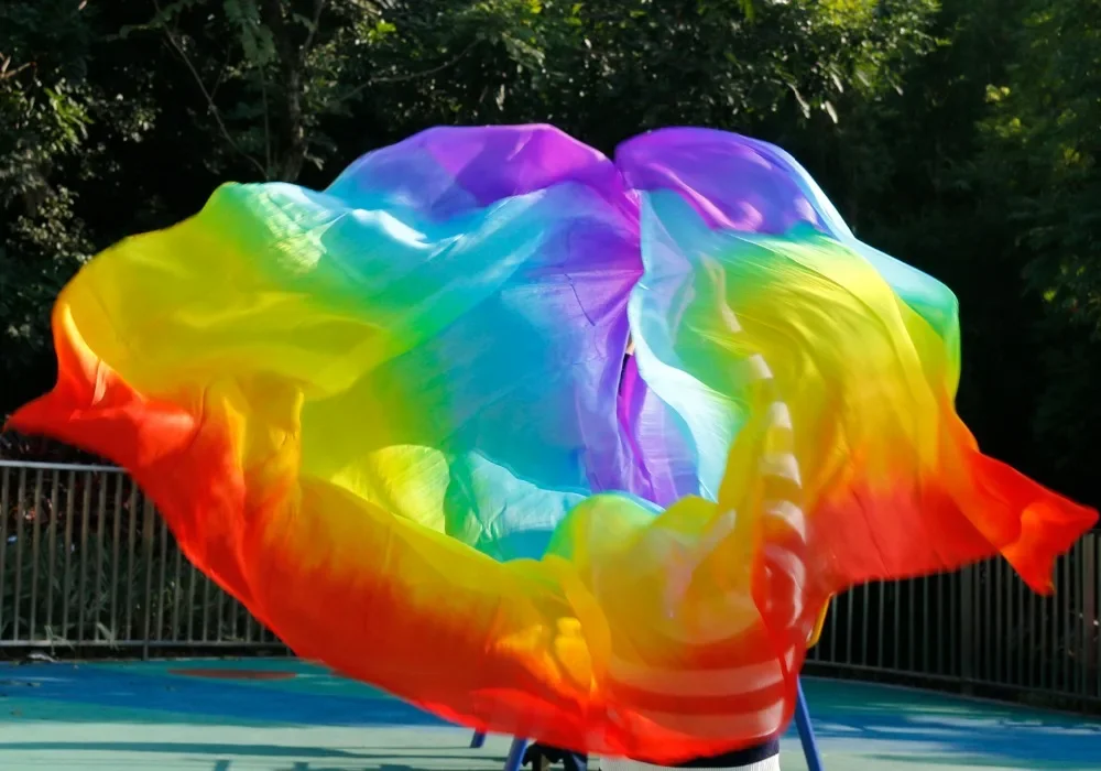 Women 100% Real Belly Dance Veil Silk Dance Performance Props Hand Throw Silk Scarves Customizable Color