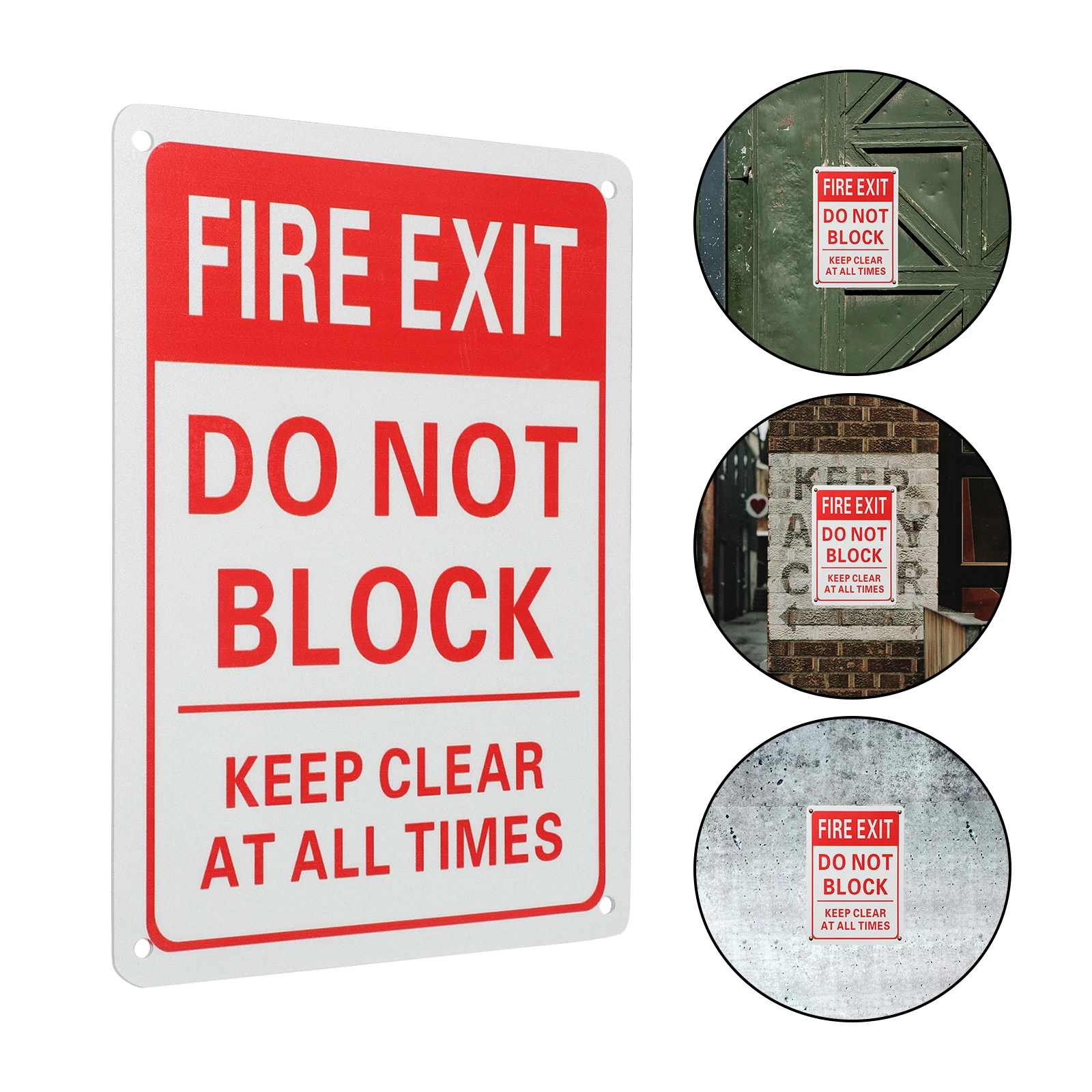 Fire Exit Sign Aluminum Alloy Emergency Safety Sign Do Not Block Door Warning Emergency Exit Label for Commercial Industrial Use