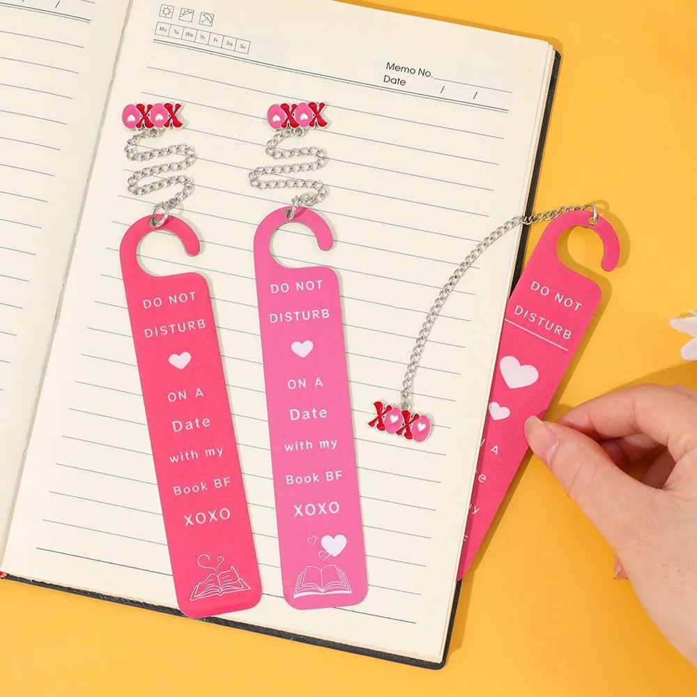 

Romantic Pink Bookmarks with "Do Not Disturb On A Date With My Book BF" Text, XOXO Charms, and Heart/Book Designs