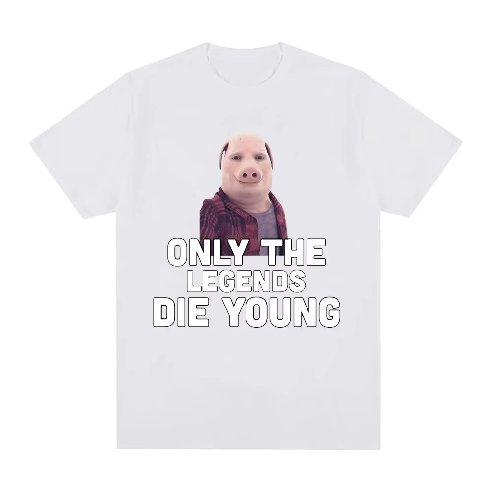 R.I.P John Pork divertido Humor Pig Meme camiseta hombres mujeres moda Vintage Tops algodón de gran tamaño Camiseta de manga corta nostálgico Casual