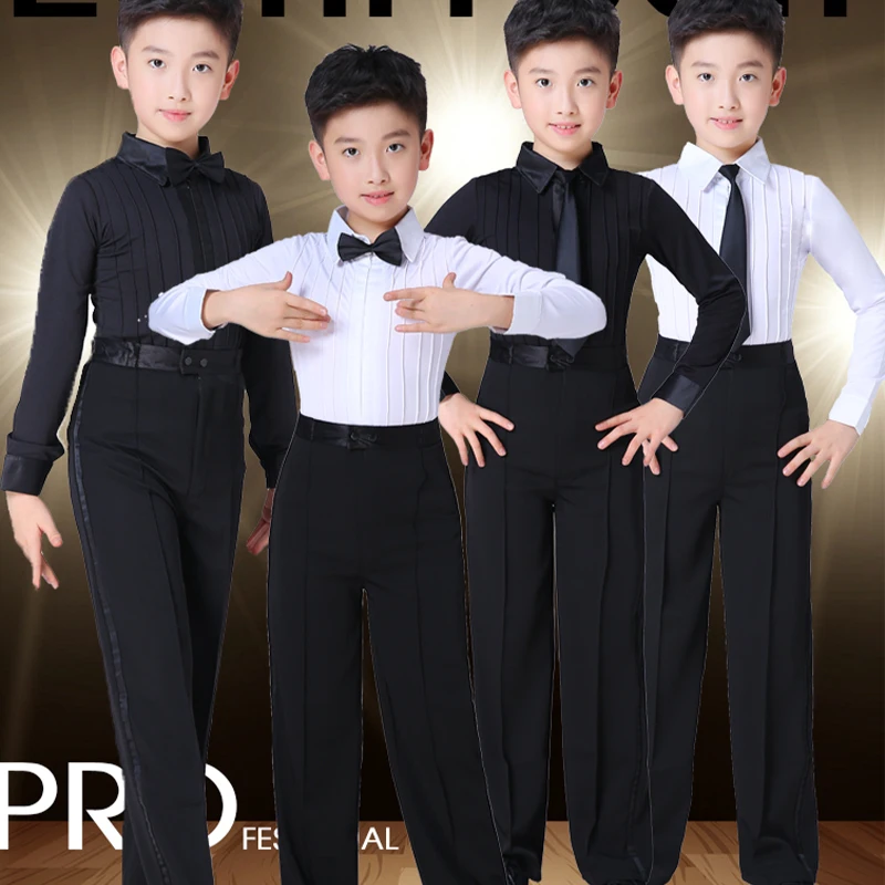 

Boys Latin Dance Clothes Shirt + Pants Sets Kids Rumba Samba Dancewear Ballroom Costume Stage Performance Competition Outfit