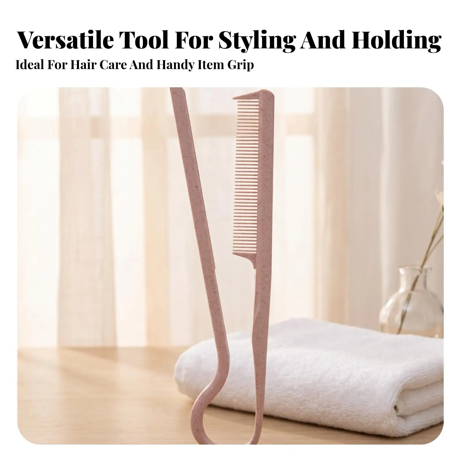Portable Foldable Hair Straightening Comb Wheat Straw Speckled Matte Finish Smoothing Detangling Styling Brush for Women