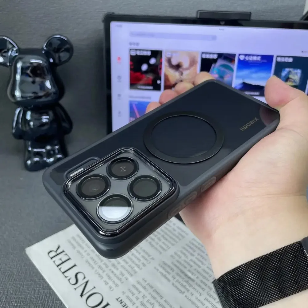 شعبية شفافة بولي TPU شحن لاسلكي حالات ل Xiaomi 15T 14T برو 15 14 المدمج في حامي العدسة إطار ناعم غطاء مقاوم للصدمات