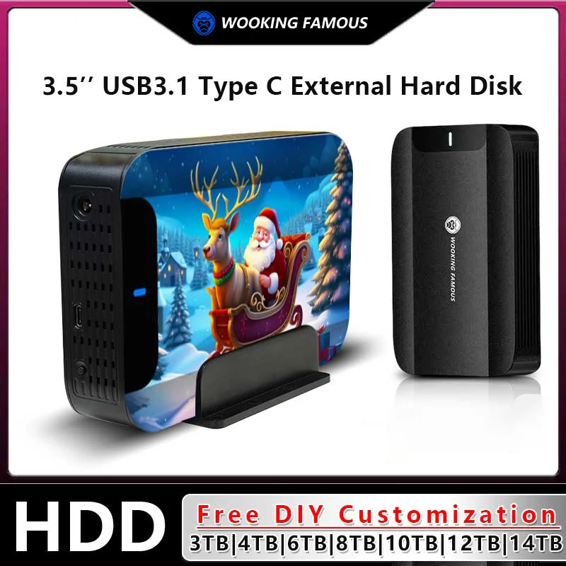 WOOKING FAMOUS HD 3TB 4TB 6TB 10TB 12TB 14TB 3.5''USB3.1 TypeC Przenośny zewnętrzny dysk twardy HDD do PC/Mac/Desktop/PS4/PS5