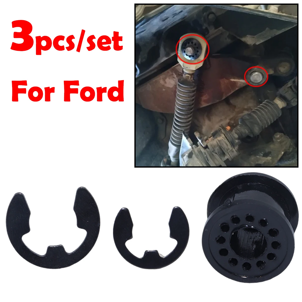 3pcs/set For Ford Fiesta Focus Fusion C-Max Shifter Cable Bushing Manual Gear Shift Selector Linkage Lever End Pivot Sleeve Clip