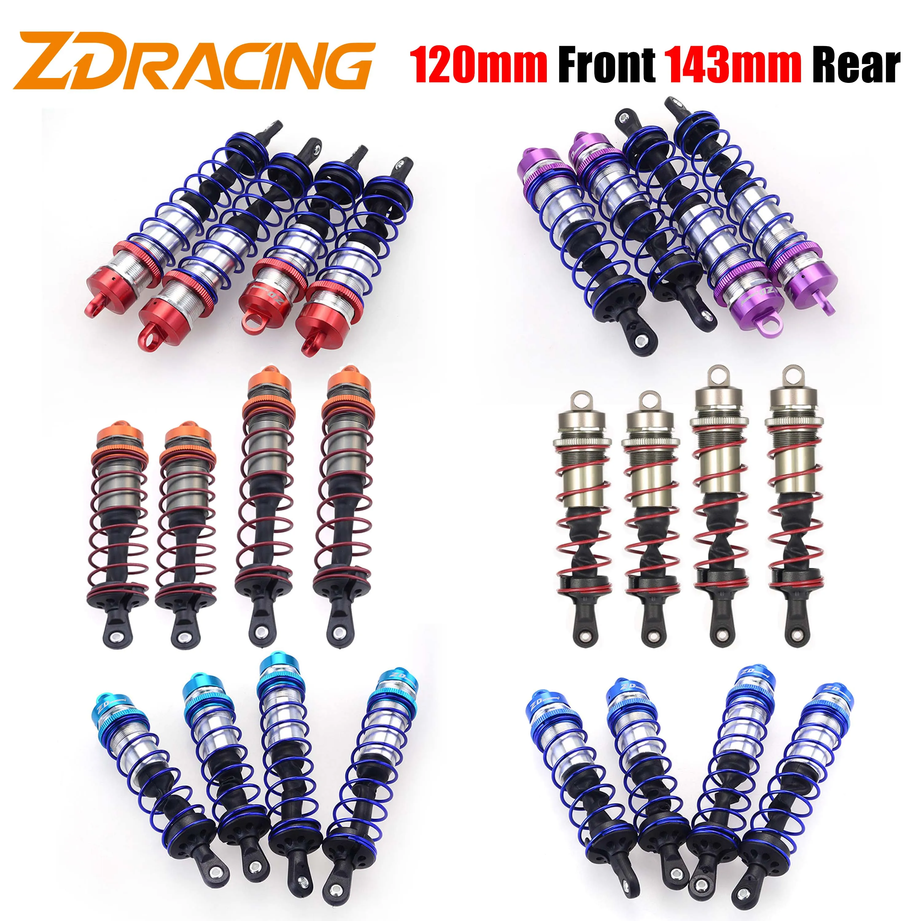120mm dianteiro 143mm traseiro metal amortecedor suspensão para 1/8 rc carro jlb em corrida dhk hpi redcat lrp hobao zd racing
