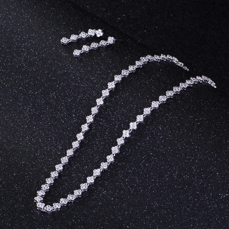 

genuine Luxury brand real jewels Liangya beauty snake bone chain zircon jewelry bridal Earrings Necklace two piece set high qual