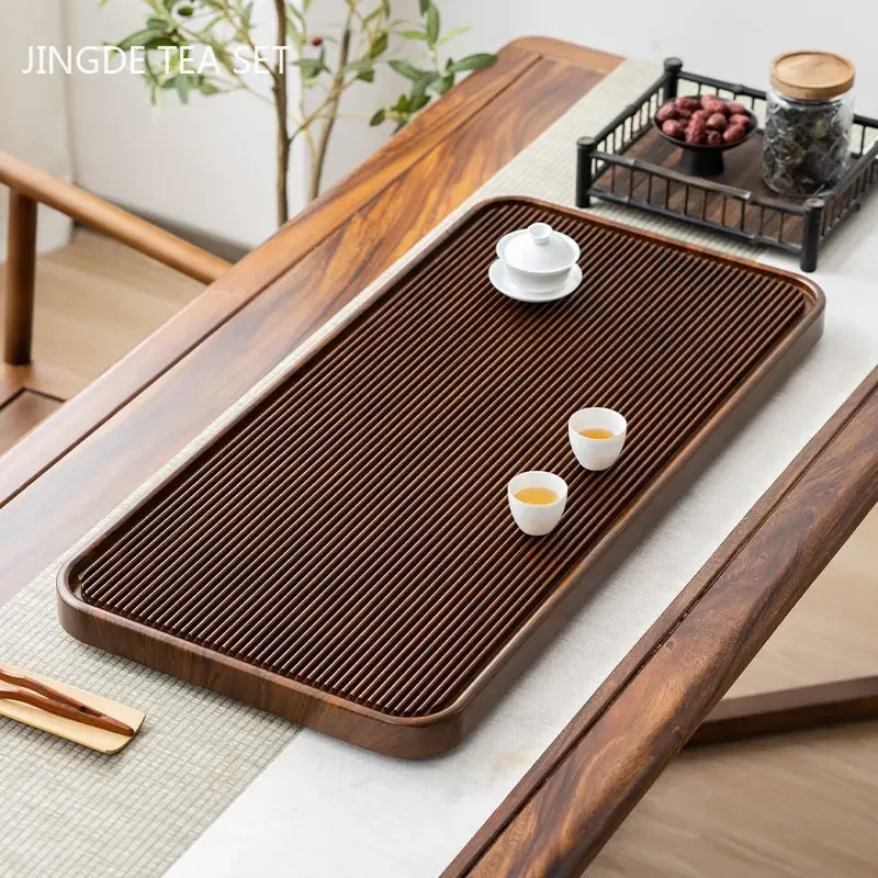 Whole Solid Wood Tea Tray Large Size Chinese Wooden Trays Decorative Drainage Type Tea Board High-end Tea Set Accessories