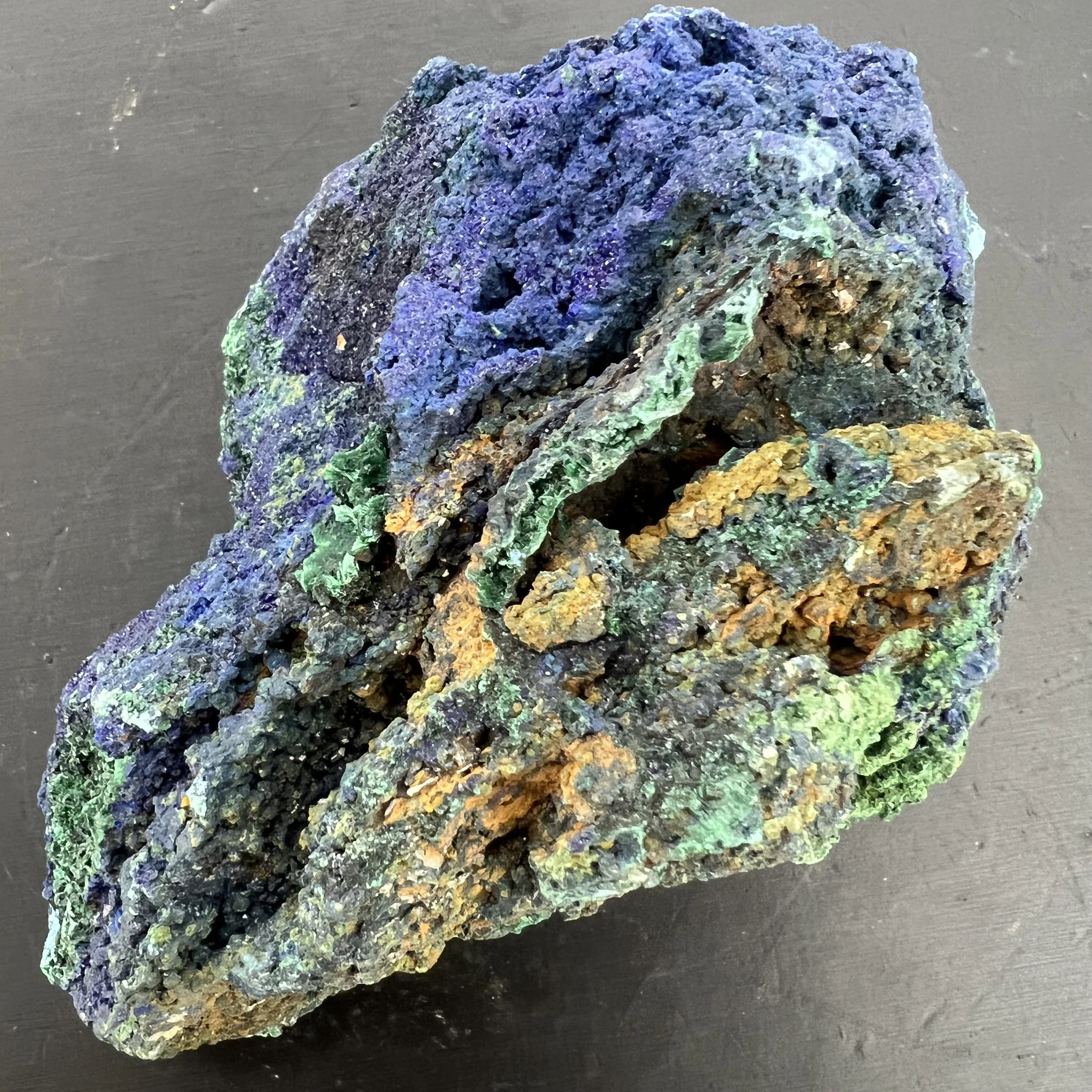 897g 13cm Natural Azurite Malachite Geode Quartz Crystal Geode Cluster Mineral Specimen