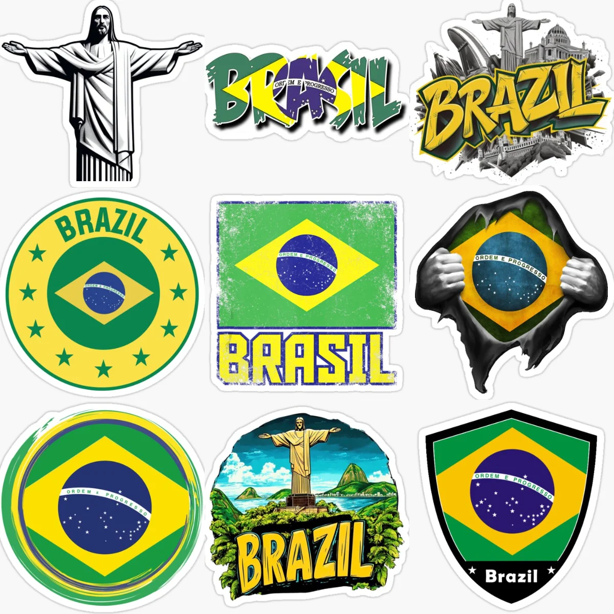 

BR Brazil Flag Map Emblem PVC Creative Car Stickers for Car Bicycle Helmet Wall Fridge Decoration Customizable Size