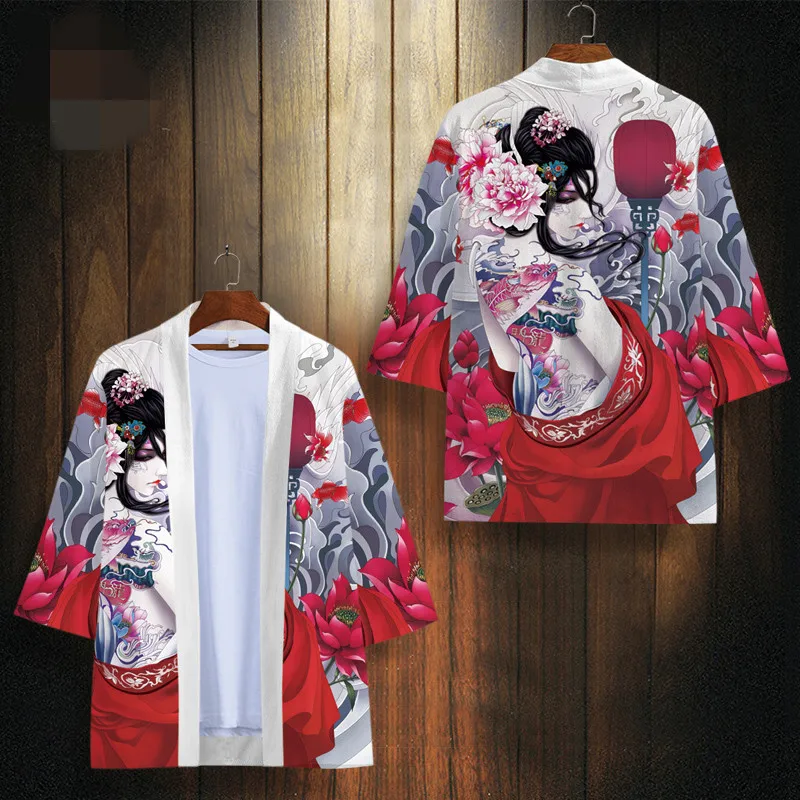 

Harajuku Kimono And Shorts Set Anime Japanese Cardigan Women Men Cosplay Yukata Streetwear Clothing