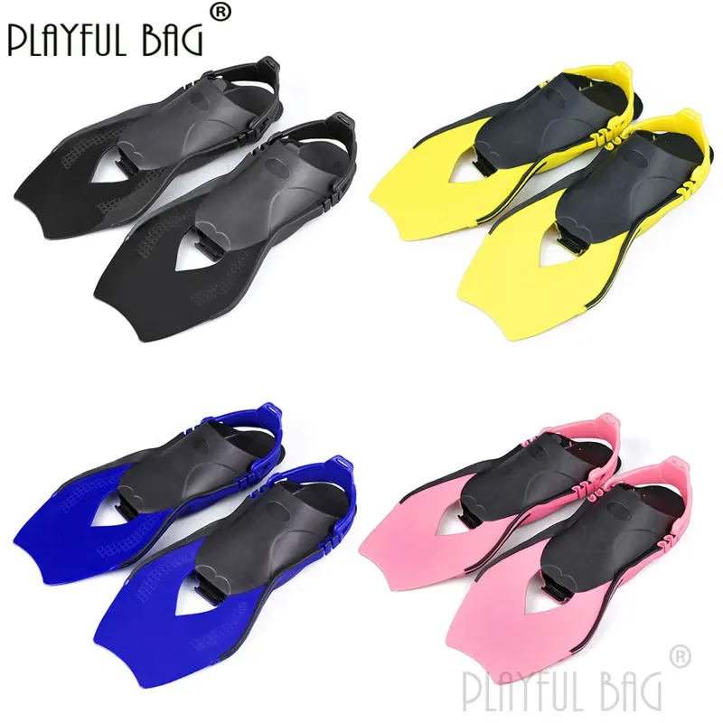 Playful bag Children's Adjustable Open Heel Swimming Snorkeling Short Fins TPR Silicone Duck Fins E152