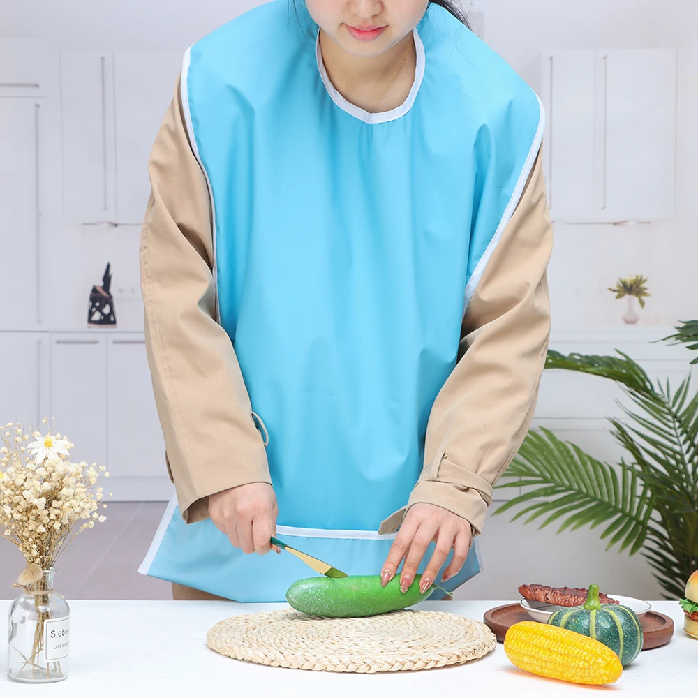 Adult Bib for Eating Clothing Protector Waterproof Apron Washable Reusable Large Terry Cloth for Elderly, Seniors and Disabled