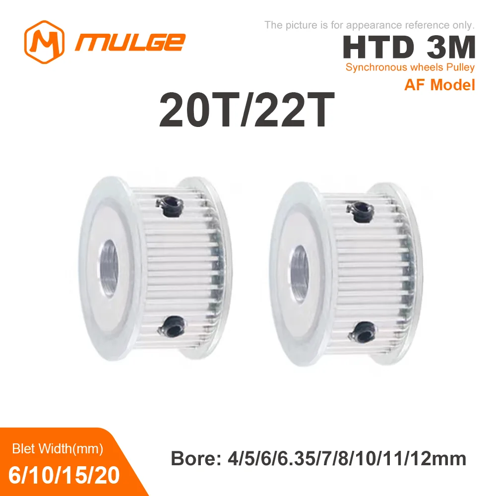 Synchronizing Wheel HTD 3M AF model 20T/22Teeth Bore 4/5/6/6.35/8/10/12mm Timing Belt Width 6/10/15/20 mm 3D printer CNC Parts