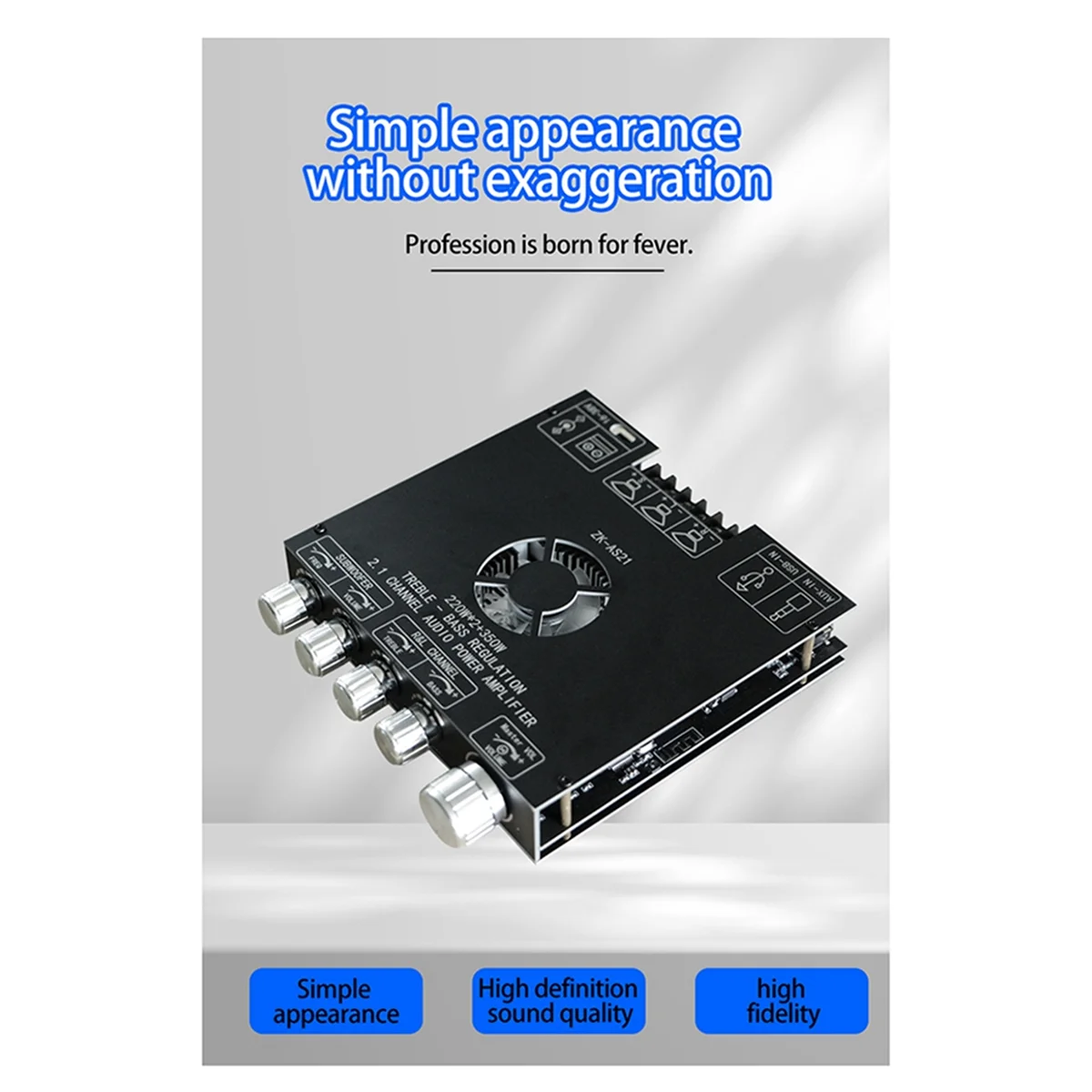 ZK-AS21 2.1 Channel TPA3255 Bluetooth Digital Power Amplifier Board Module High and Low Tone Subwoofer 220WX2+350W HOT