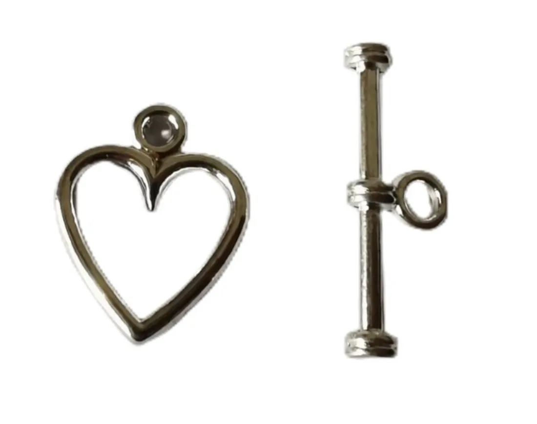 100sets Tibetan silver metal heart toggle clasps 15x14mm A1178