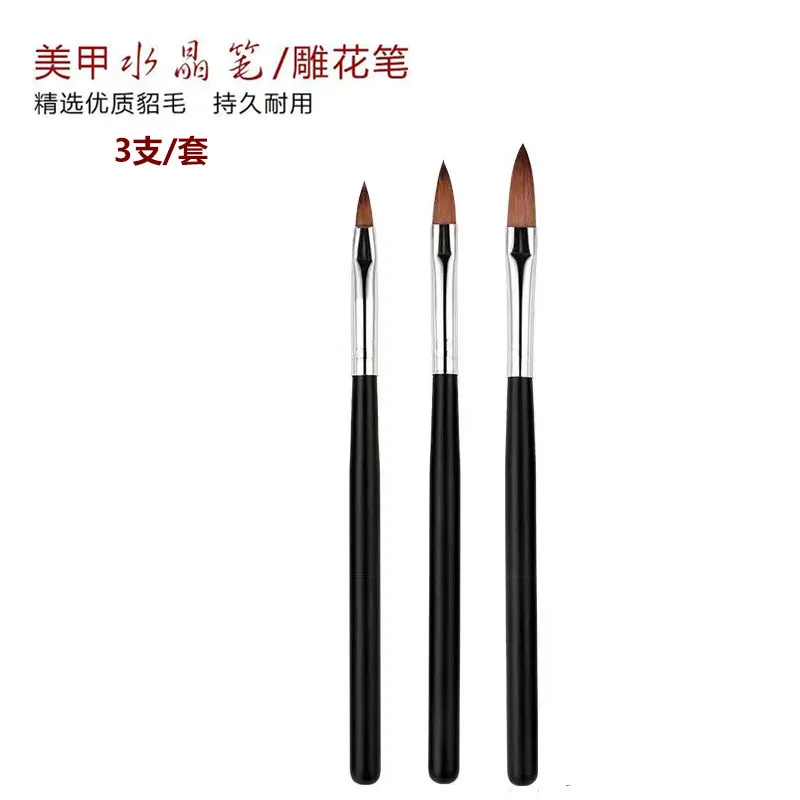 200Sets 3Pc/Set Nail Crystal Carving Pen Painting Flower Light Therapy Pen Nail Pen 3D Carving Pen Painting Pen Nail Brush Tool