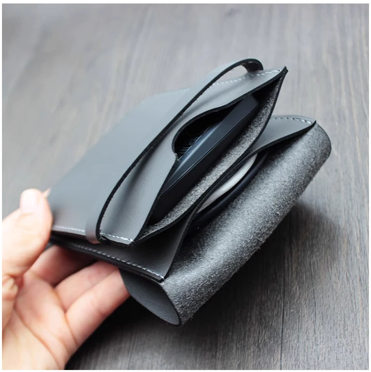 Double-pouch protective leather case portable Storage bag For Samsung T7 touch T9 T5 SSD Portable mobile hard disk pouch MRB014
