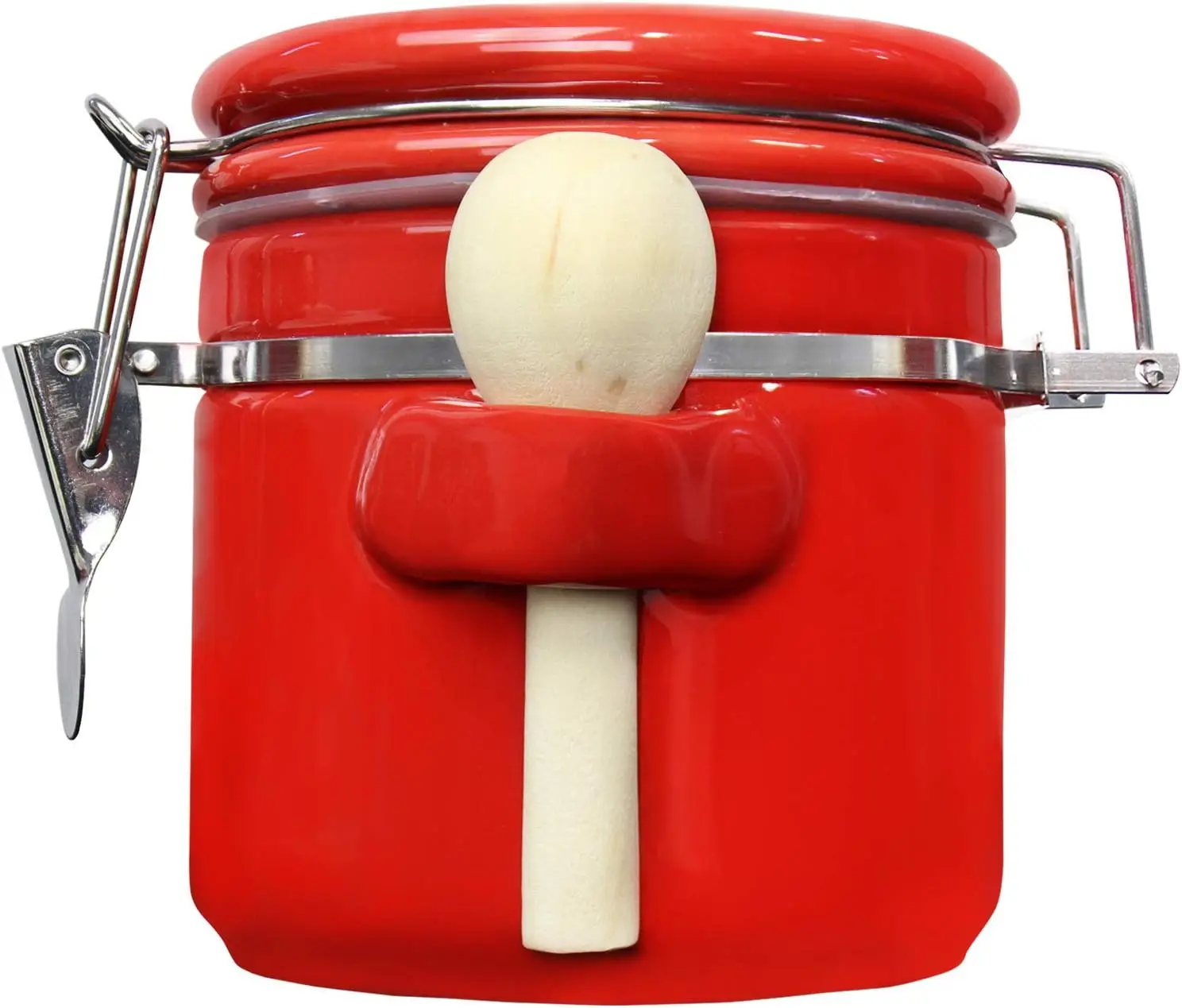 

25 Oz Ceramic Airtight Food Storage Jar, Red, 739ml Flour Jar with Lid for Pantry