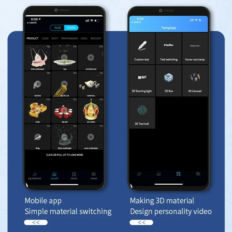 3D holographic projector LED fan advertising machine, no screen, suspended installation, with speaker support.