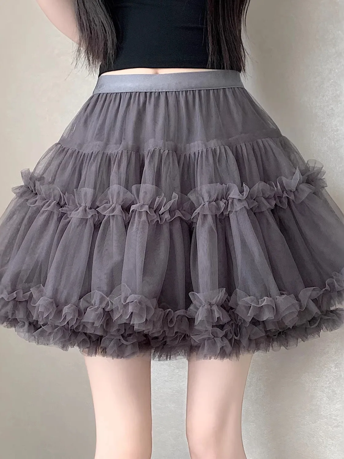 Spring Summer New Style High Waist Cake Skirt Mesh Ballet Wind A-Line Princess Skirt Anti-Light Walking Women's Fashion