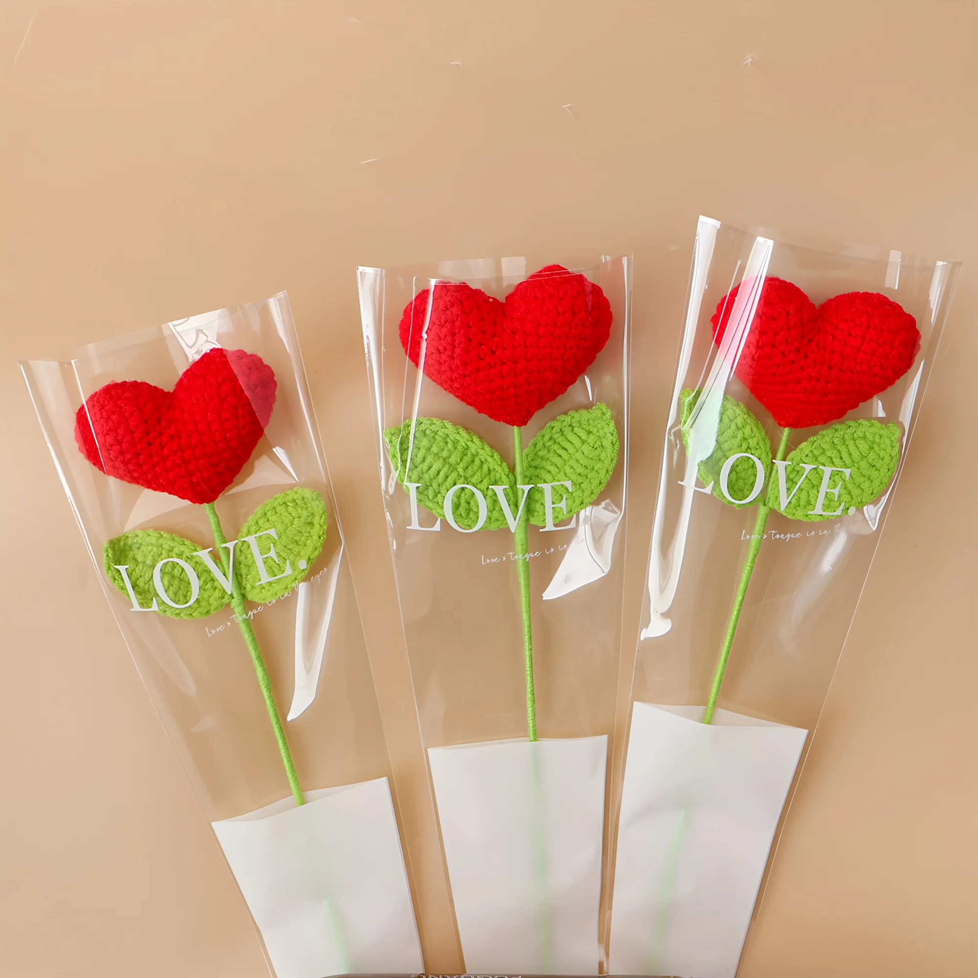 3/6 قطعة باقة كروشيه مصنوعة يدويًا على شكل قلب من البوليستر لا يتطلب سقي هدية مثالية لعيد الحب وعيد الأم