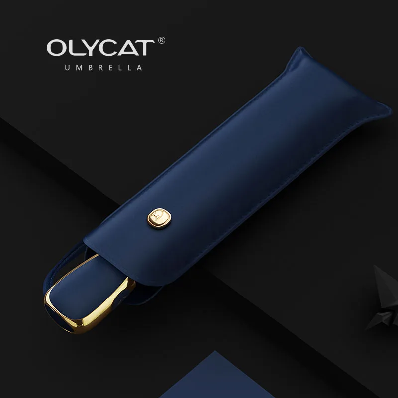 OLYCAT-Anti UV Flat Automatic Umbrella Woman And Girls, Colorful Portable Five Folding Sun Umbrella, 6K Parasol