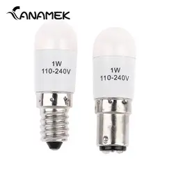 1 szt. Żarówek LED Blub BA15D/E14 AC 110-240V 1W lampa żarówka do domowej maszyny do szycia