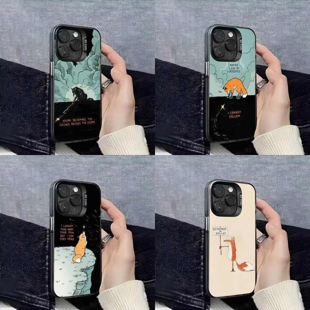 

Art Lyrics Cartoon Fox Phone Case For iPhone 16,15,14,13,12,11,Mini,Pro,E,SE4,XS,MAX Black Candy Matte Cover