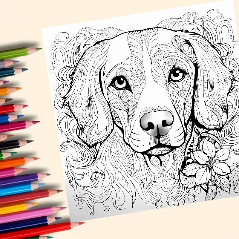Mandala Dog Art Coloring Book 20 Page For Birthday Party Relieve Stress Kill Time Graffiti Painting Drawing Adult Picture Books
