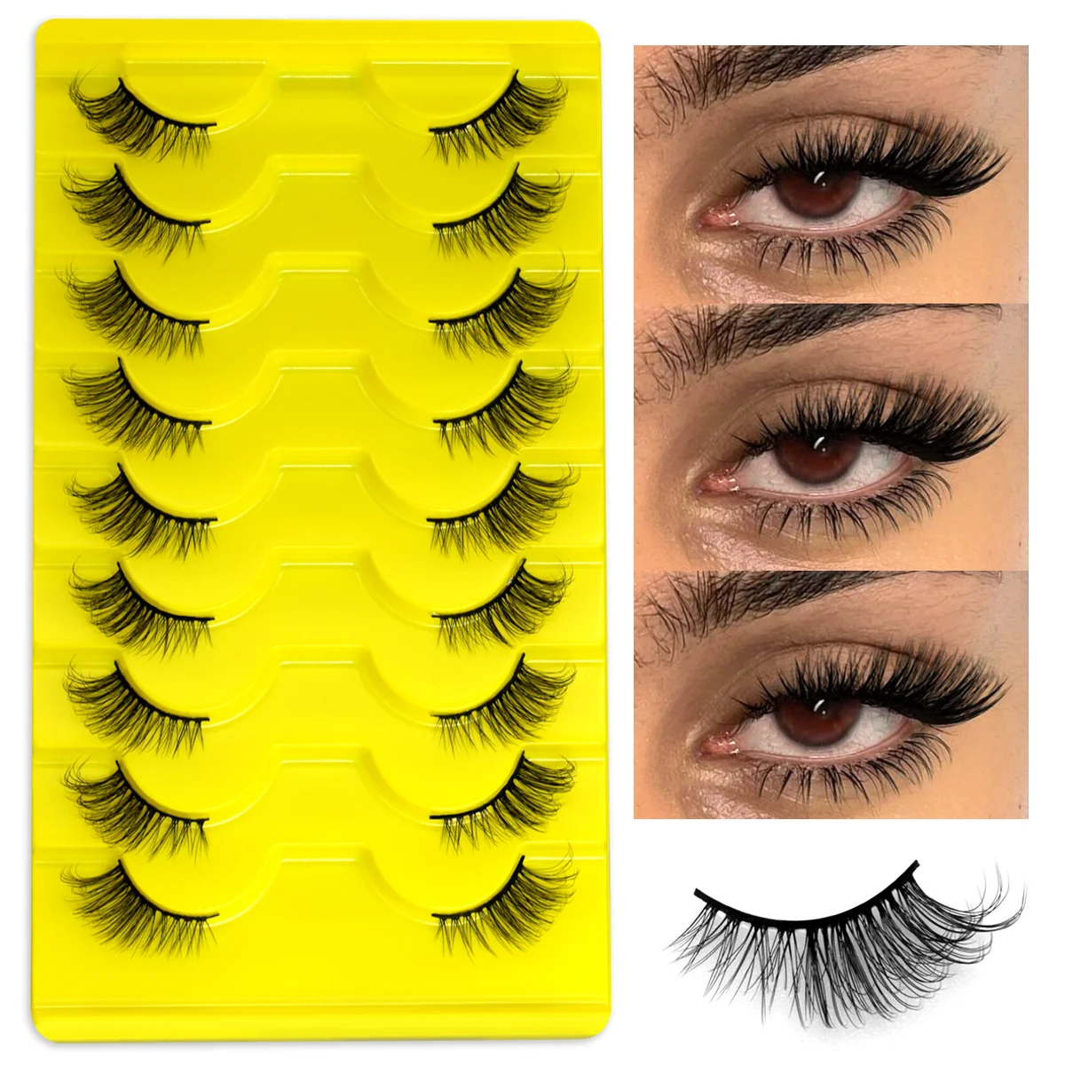 Half Section False Eyelashes 3D Messy Soft Mink Texture Dramatic Fluffy Voluminous Makeup Lashes