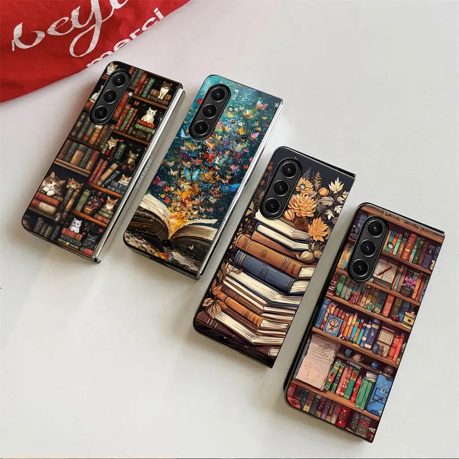 Cat On The Bookshelf Back Phone Cover Case for Samsung Galaxy ZFold7 ZFold3 Z Fold 7 6 5 4 3 ZFold6 ZFold4 ZFold5