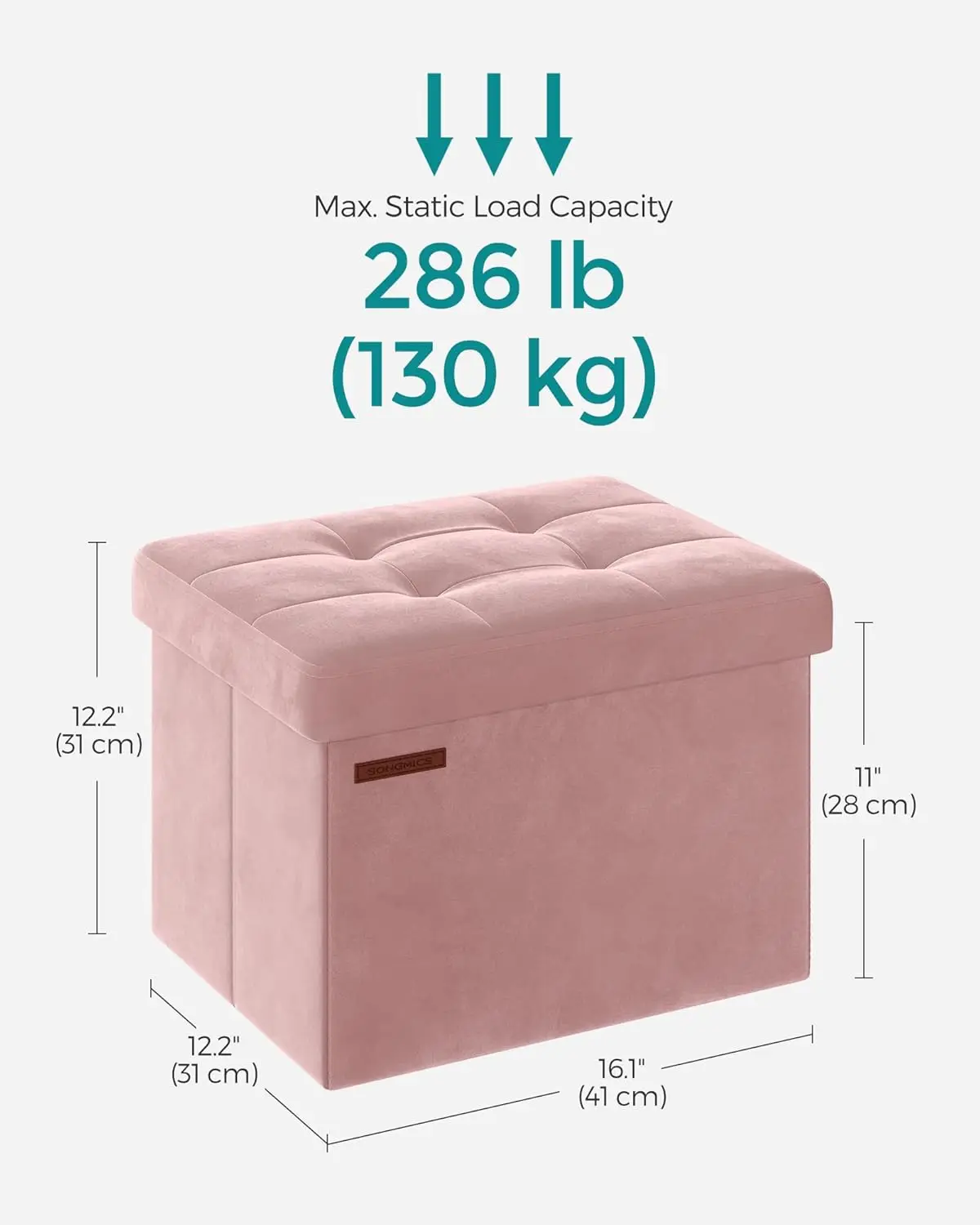 Foldable Small Ottoman Foot Rest,  Ottoman with Storage, Load up to 286 lb, for Living Room, Bedroom