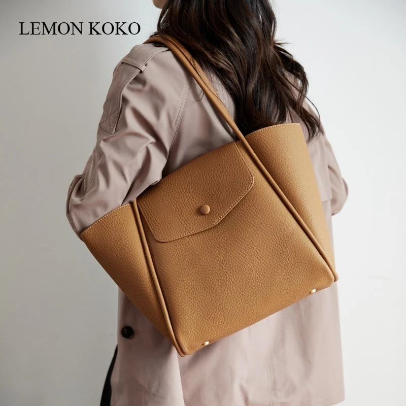 LEMON KOKO Light Luxury Women's Shoulder Bag Vegetable Basket Bag Fashion Temperament Large Capacity Commuter Tote Bag Handbag