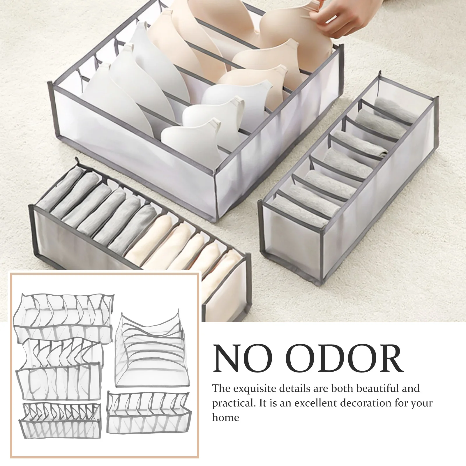

5Pcs Multigrid Clothes Organizer Underwear Storage Box Drawer Organizer for Socks Bras Jean Closet Organization