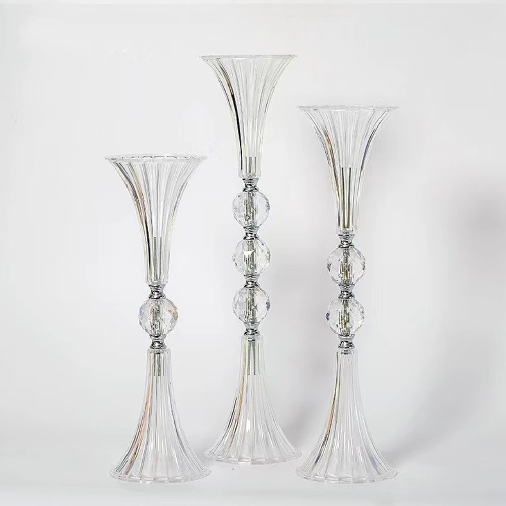 10pcs)43cm to 100cm  transparent Acrylic horn shape dining table flower stand table centerpieces decoration parts