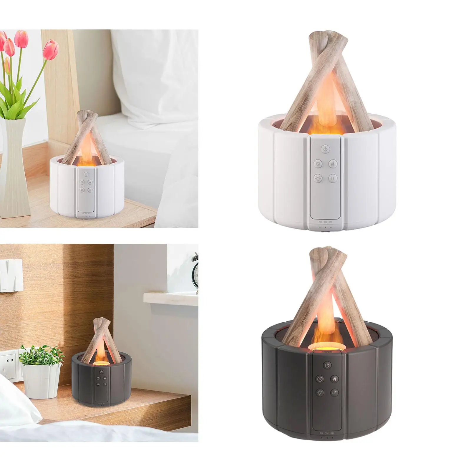 Diffuseur d'huiles essentielles avec simulation de flamme, humidificateur d'air pour SPA, bureau, chambre à coucher, salon, grande pièce, 7 documents, 250ml