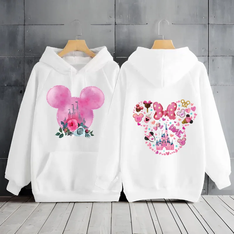 Disney Castle Minnie Mouse Y2k Hoodie Woman Clothing Hoodies Women\'s Sweatshirts Casual Long Sleeve Kawaii Clothes Y2k Hoodies