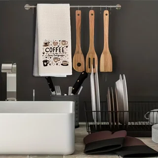 1-Piece Coffee Cup-Themed Household Cleaning Cloth, Scouring Pad, Dish Towel, Tea Towel, Placemat, Used for Washing and Drying Household Items, Soft Absorbent Drying Cloth, Lint-Free, Non-Fading, Reusable.