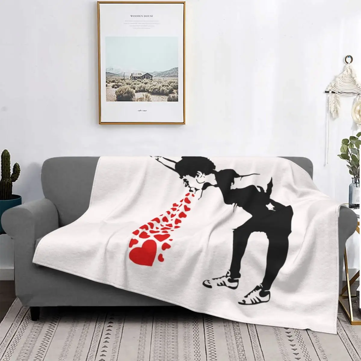 

Lovesick Blanket Soft Fleece Autumn Warm Flannel Banksy Street Art Grafitti Throw Blankets for Sofa Outdoor Bedding Quilt