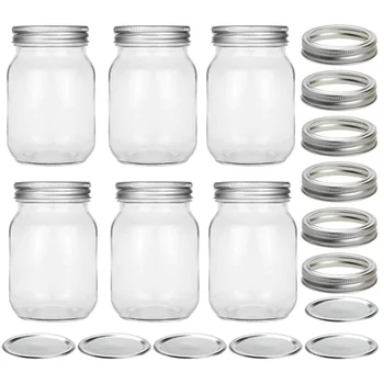 6pcs glass pickle jar airtight jars glass canisters with lids portable food container mini storage lids salad honey jar candy