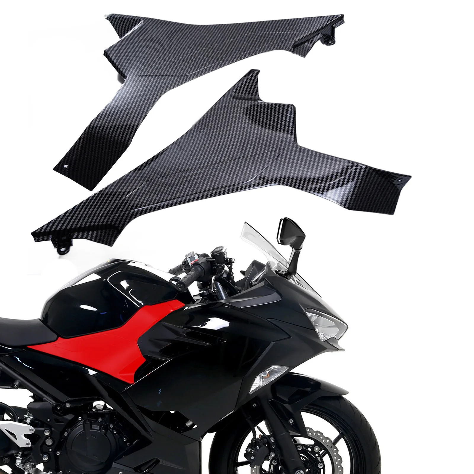 

Carbon Fiber Pattern Gas Tank Side Cowling Cover Fairing Fender for kawasaki ninja 400 ex400 2018 - 2023