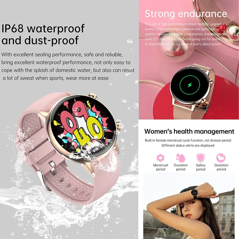 New Women's Smartwatch 2025 18MM 1.1inch AMOLED HD Screen NFC Bluetooth Call Waterproof Women Smartwatch For Android IOS Xiaomi