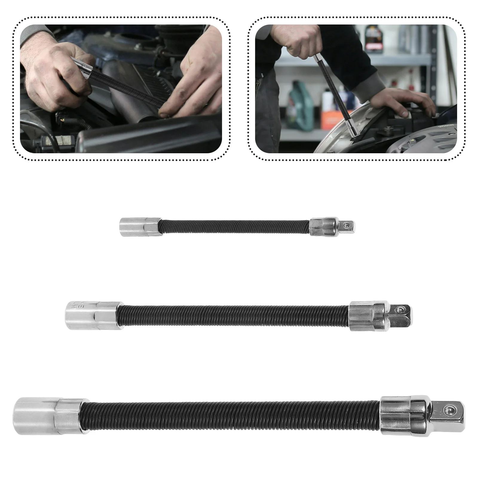 1 Set 1/4" 3/8" 1/2" Flexible Socket Extension Bars Bendable Shaft For Car Repair Wrench Extender Socket Extension Bar Set Hand