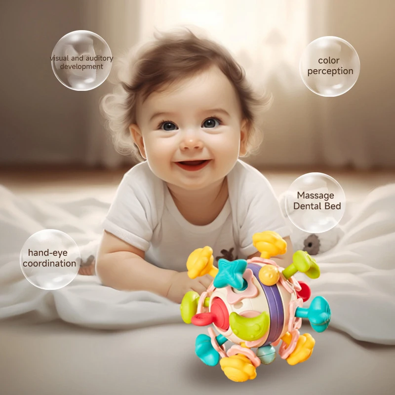 Montessori เด็กปริศนาการศึกษา Sensory ของเล่นเด็ก Grip Ball Rattle Ball ของเล่นเด็กฟัน Remission ความวิตกกังวลของเล่น