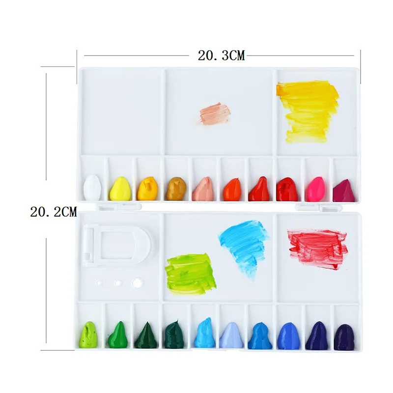 25 Wells Folding Compact Paint Palette Box with Lid for Paint Color Mixing Tools Art Supplies