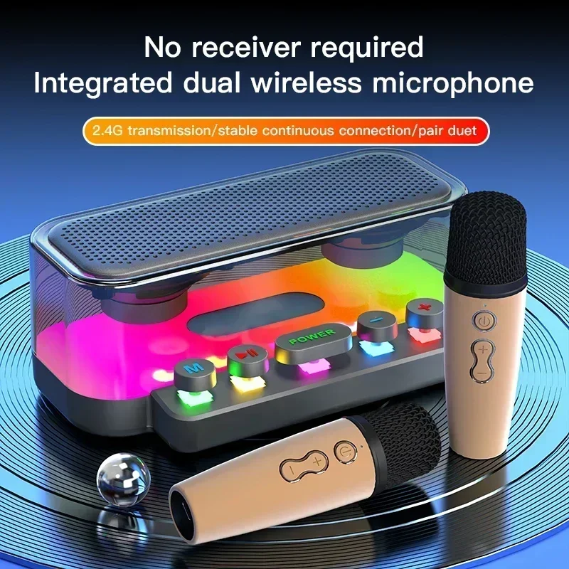 

Dual Wireless Dynamic Microphones Speaker Home KTV Outdoor Party Portable Handheld Karaoke Wireless Microphone with Speaker