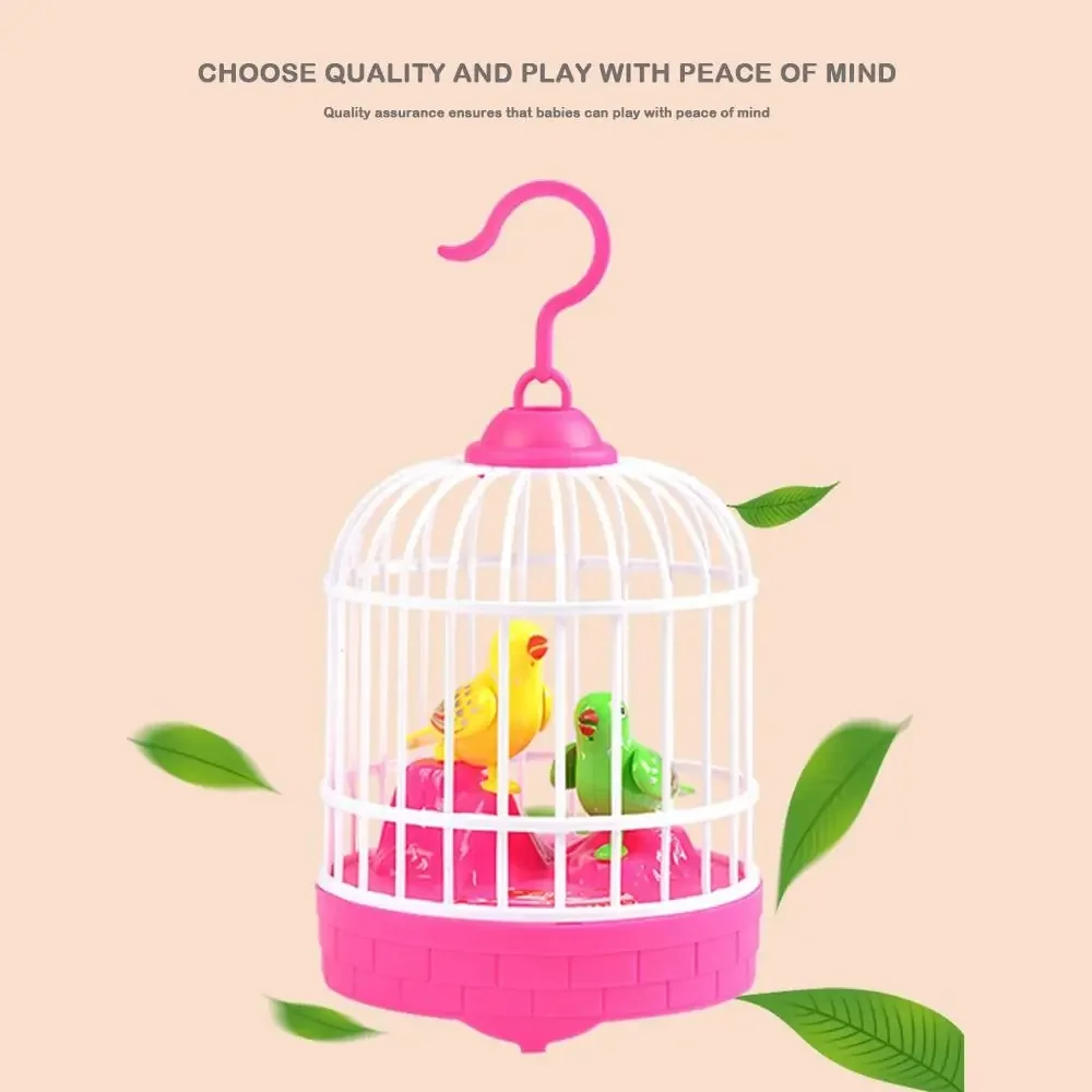 Novo controle de som gaiola de pássaro elétrica brinquedo realista voz luminosa eletrônico brinquedo para animais de estimação engraçado gaiola de papagaio crianças