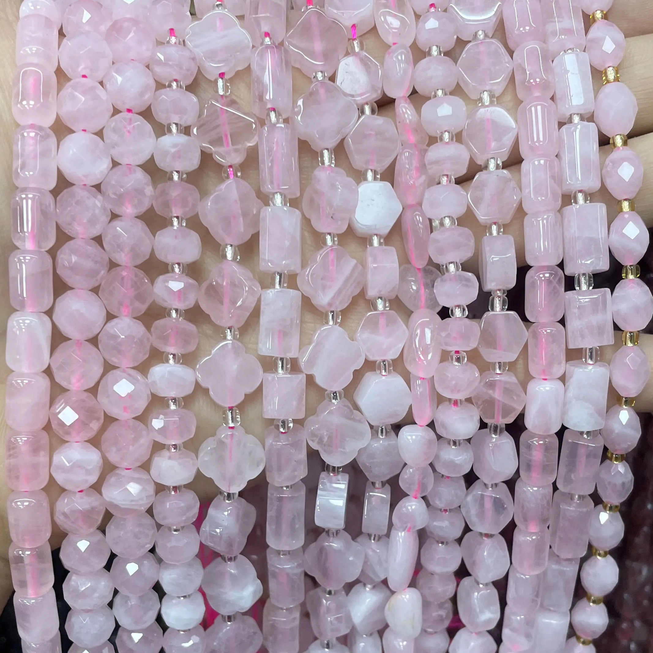 Natürliche Stein Rosa Rosenquarz Kristall Runde Facettierte Zylinder Rondelle Perlen Für Schmuck Machen Diy Armband Zubehör